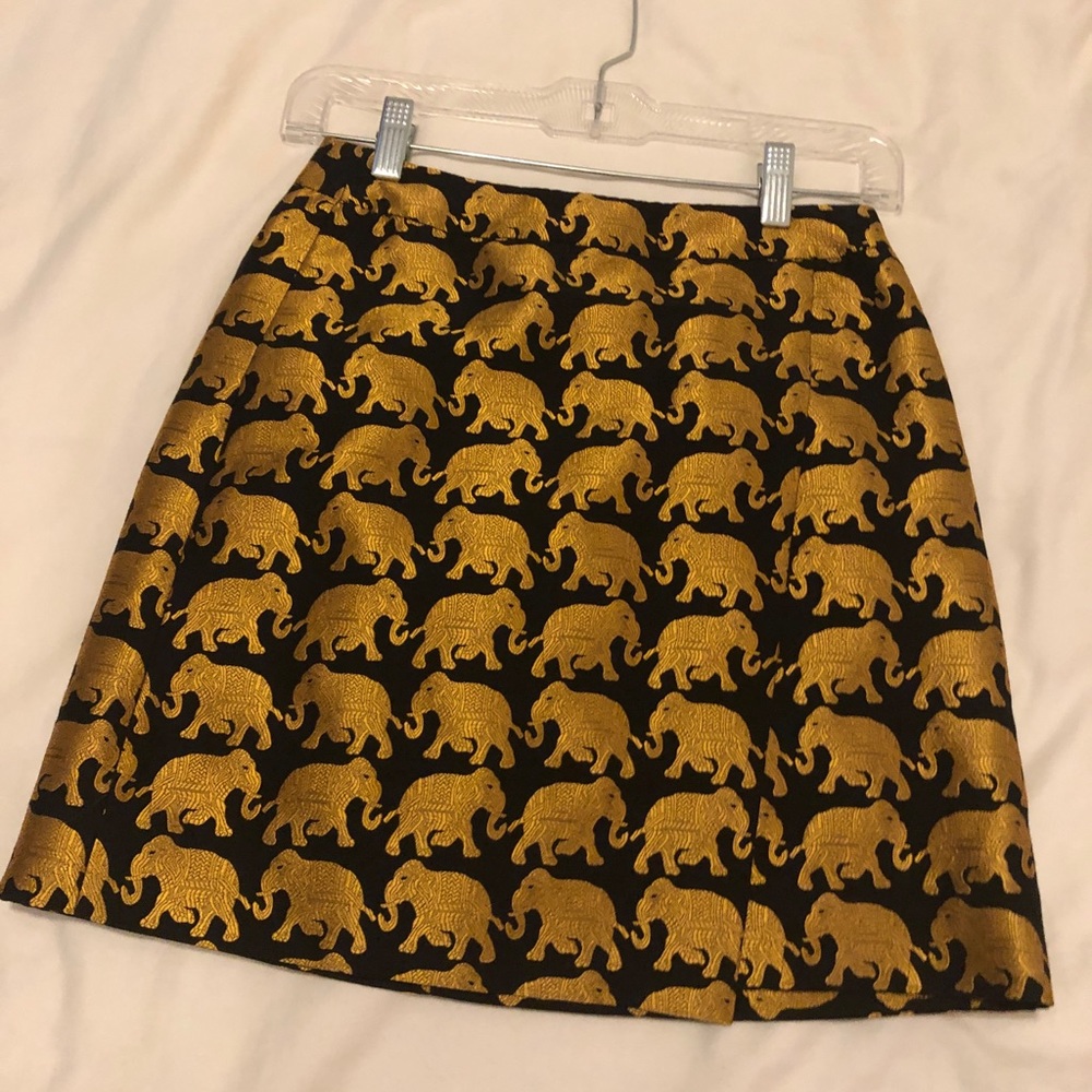 JCrew gold elephant skirt